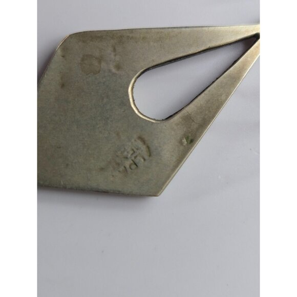 Vintage Purple Abalone Shell Sterling Earrings 2.5" marked Alpaca Mexico - Picture 5 of 6